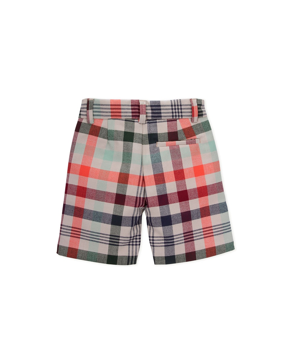 Bermudas Infantil com Bolsos e Estampado aos Quadrados KNOT Multicolor-2