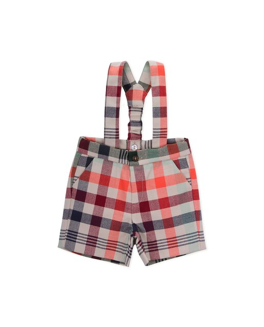 Imagem 0 de Bermudas de Bebé aos Quadrados com Bolsos e Alças