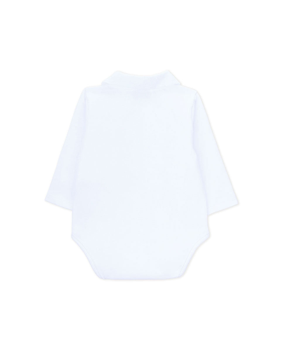 Body de Bebé de Manga Comprida com Gola Bordada KNOT Branco-2