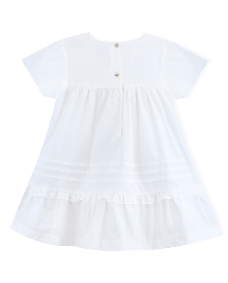 Vestido Infantil de Algodão com Folhos KNOT Branco-2