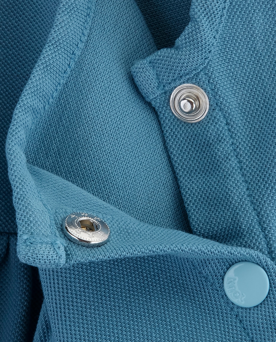 Vestido de Bebé de Piqué com Manga Curta KNOT Azul-3