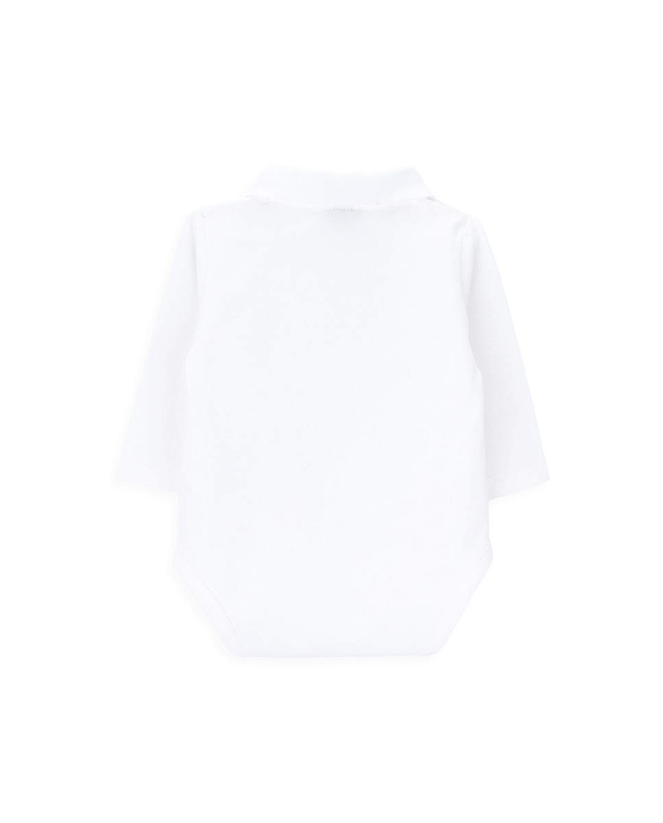 Body de Bebé de Algodão Orgânico com Gola Bordada KNOT Branco-2
