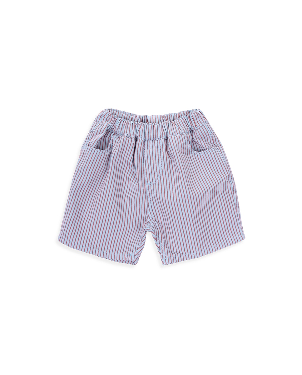 Bermudas de Bebé de Algodão com Estampado às Riscas KNOT Azul-1