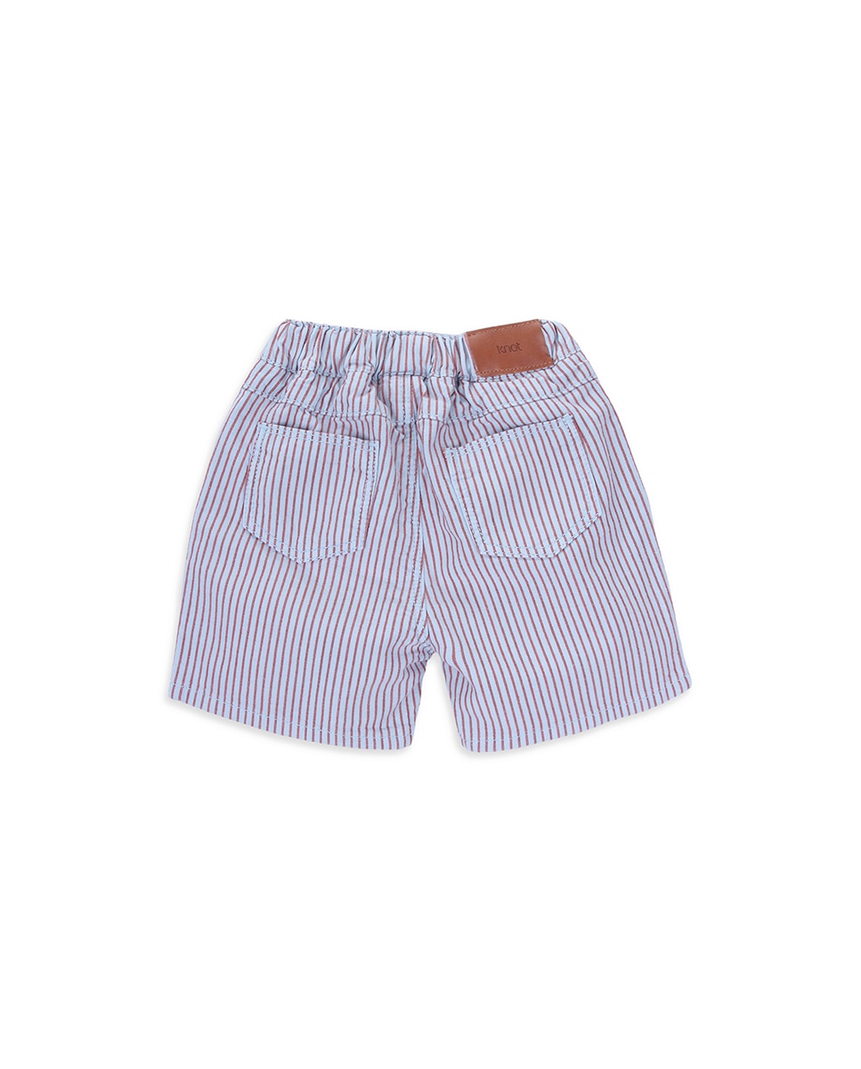Bermudas de Bebé de Algodão com Estampado às Riscas KNOT Azul-2
