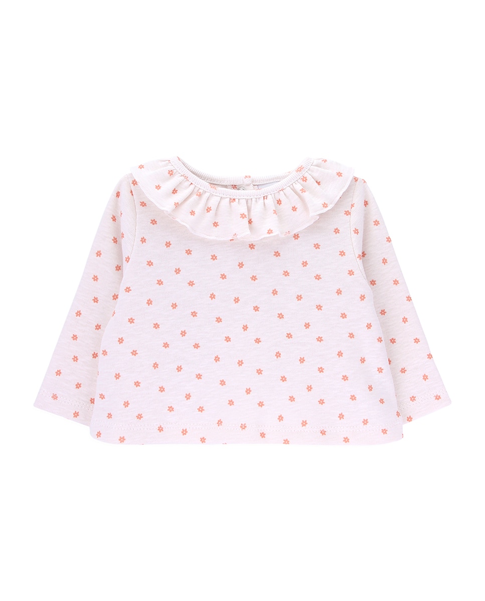 T-shirt de Bebé Estampada com Gola Folho KNOT Natural-1