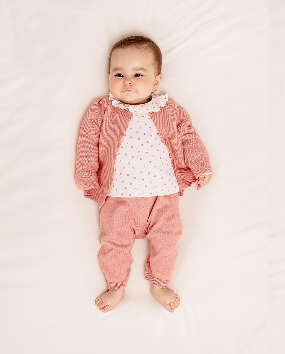 T-shirt de Bebé Estampada com Gola Folho KNOT Natural-3
