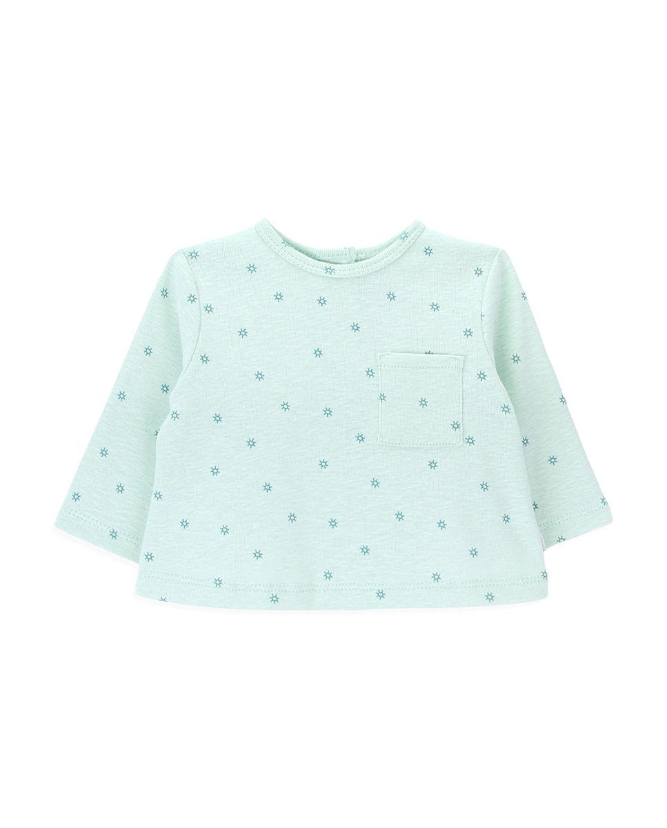 T-shirt de Bebé Estampada com Bolso Verde-1