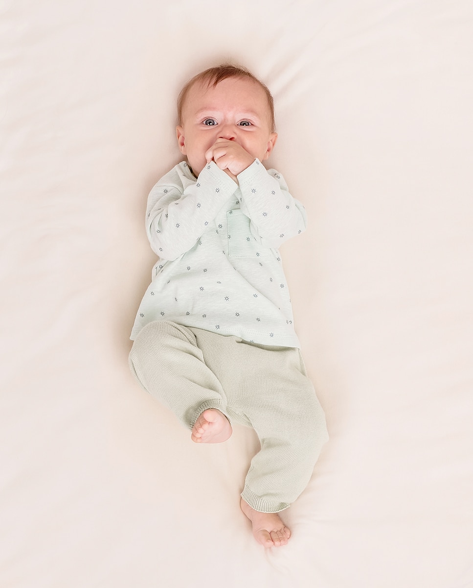 T-shirt de Bebé Estampada com Bolso Verde-3