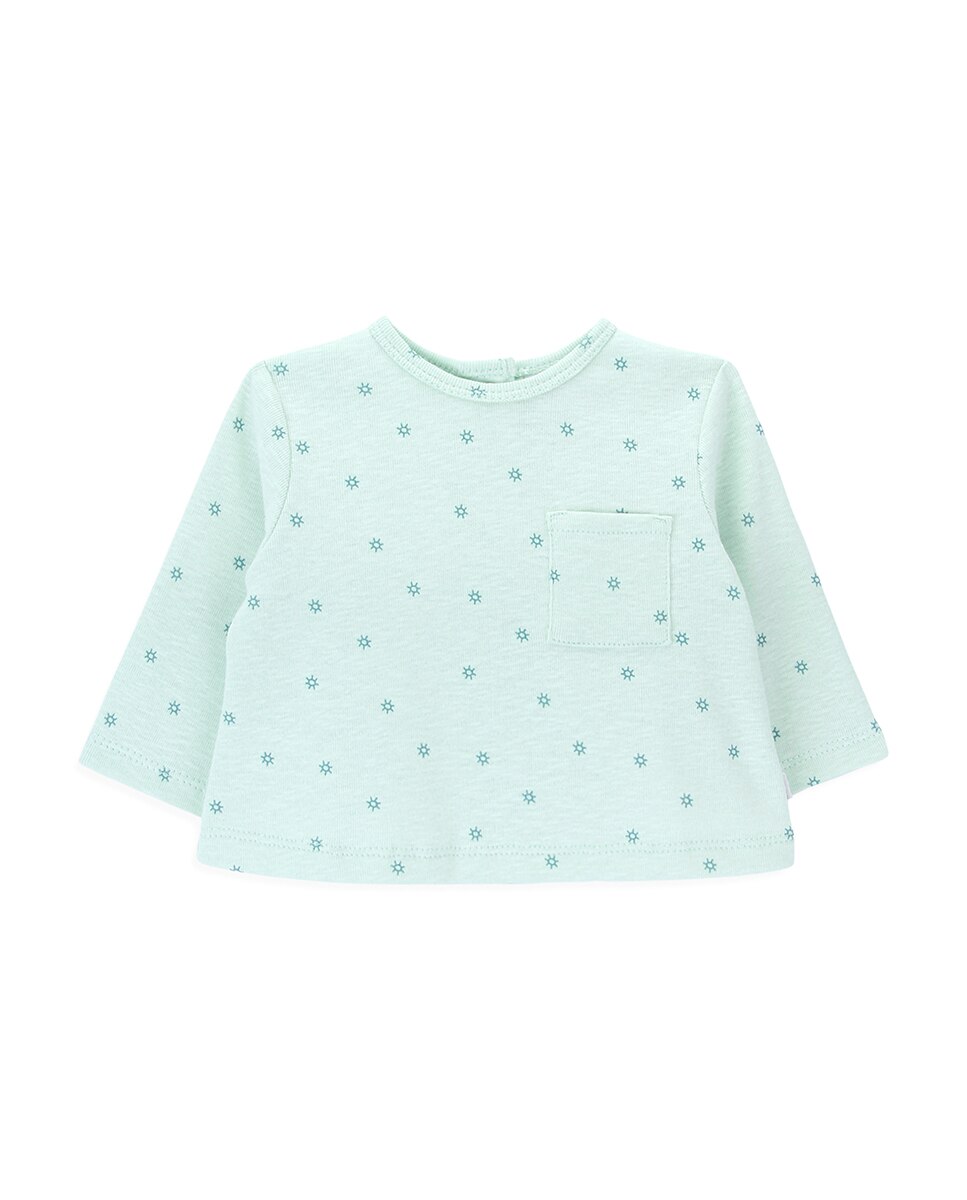 T-shirt de Bebé Estampada com Bolso Verde-1