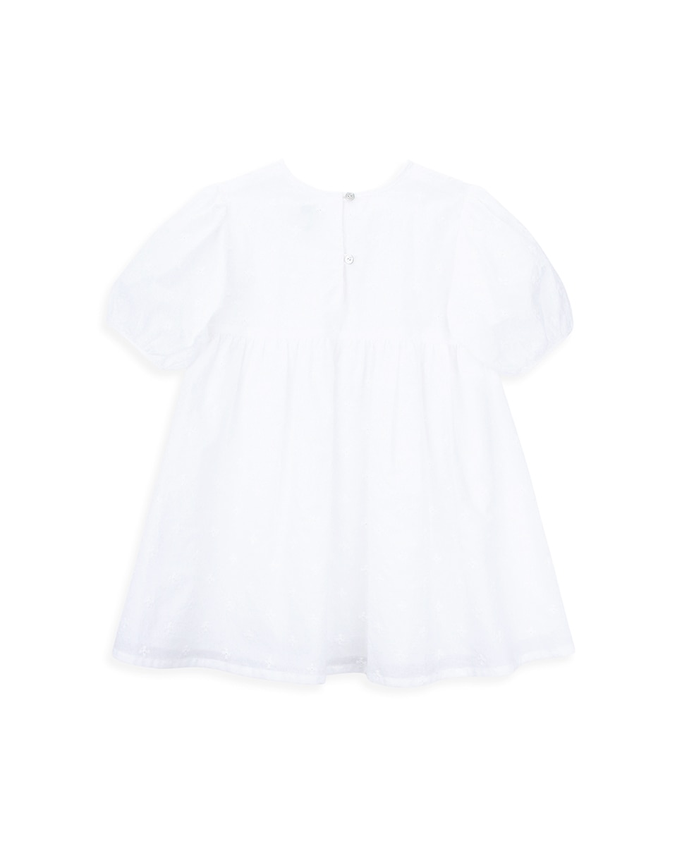 Vestido Infantil de Algodão com Bordado Inglés KNOT Branco-2