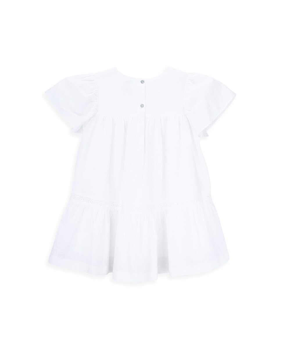 Vestido Infantil de Algodão com Manga Curta KNOT Branco-2