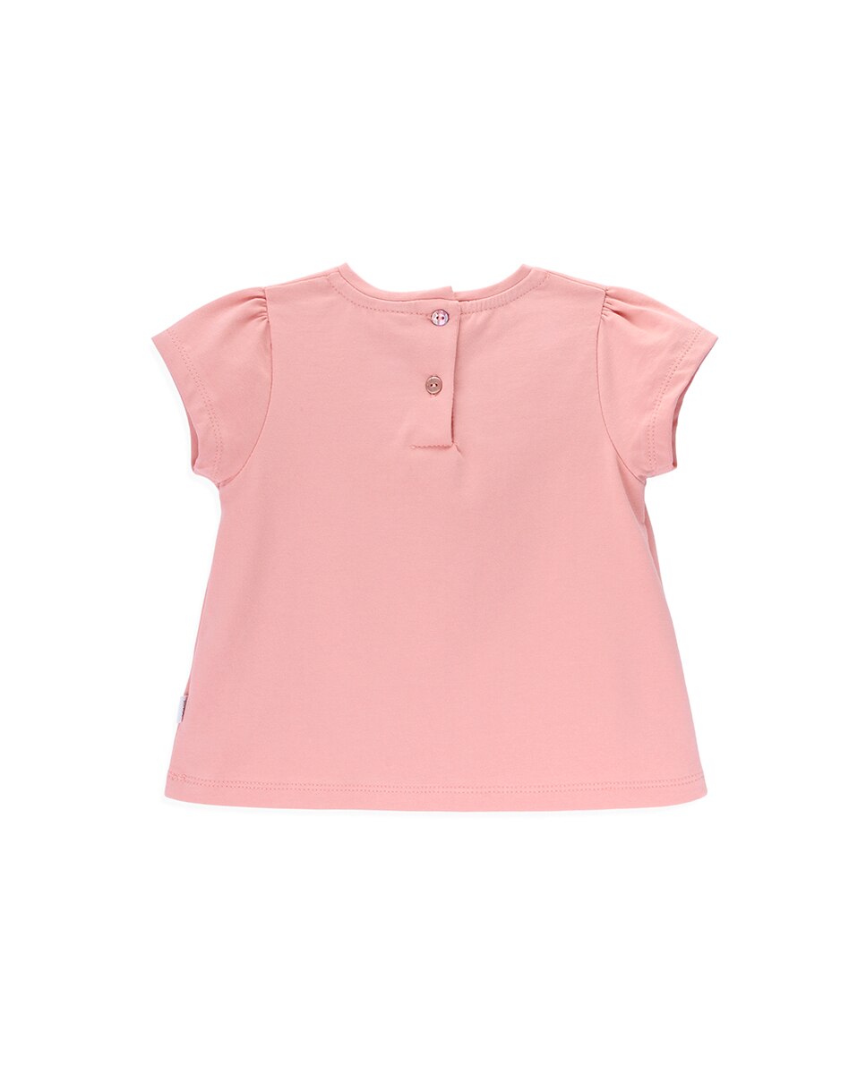 T-shirt de Bebé de Manga Curta com Mensagem Frontal KNOT Rosa-2