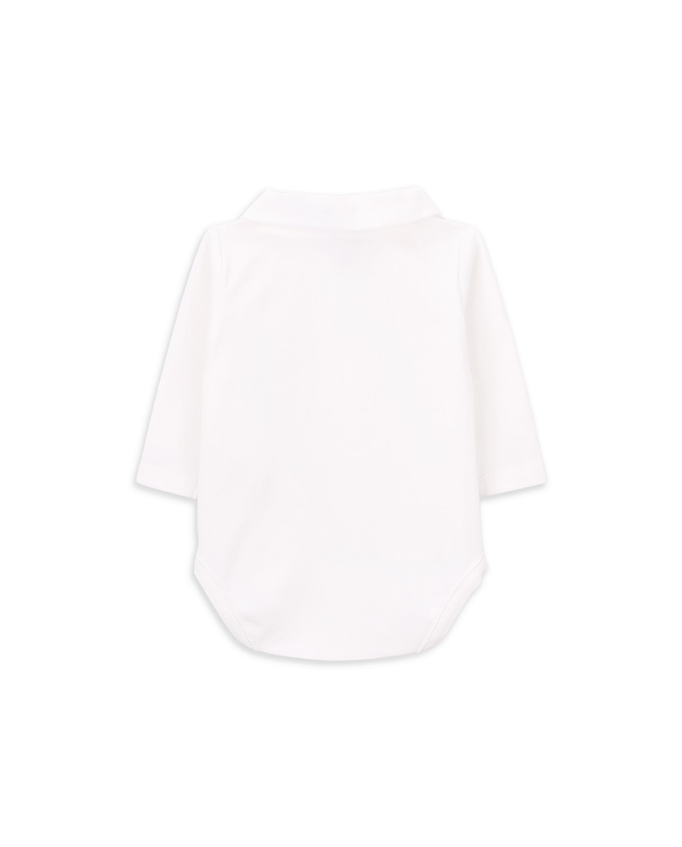 Body de Bebé de Algodão Orgânico com Gola Bordada KNOT Branco-2