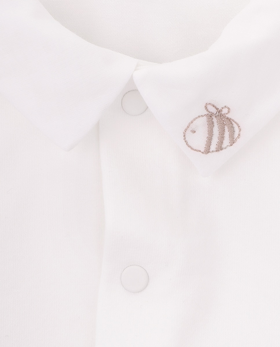 Body de Bebé de Algodão Orgânico com Gola Bordada KNOT Branco-3