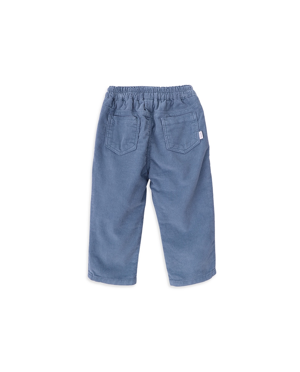 Calças de Bebé de Veludo com Cintura Elástica Azul-2