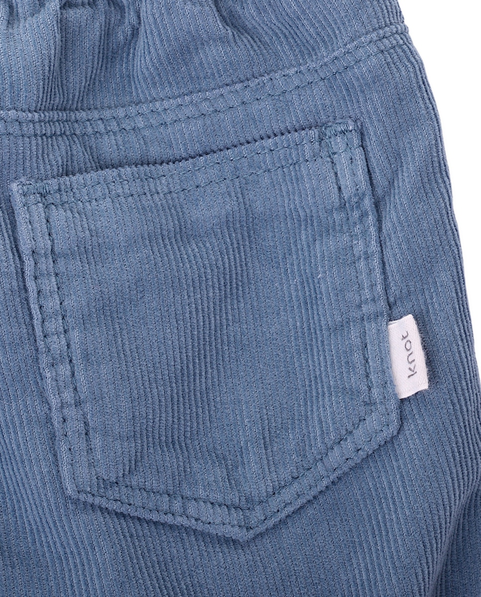 Calças de Bebé de Veludo com Cintura Elástica Azul-3
