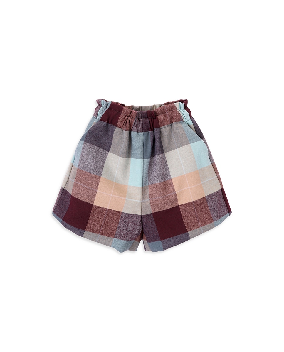 Calções Infantil aos Quadrados com Cintura Elástica e Bolsos KNOT Multicolor-1