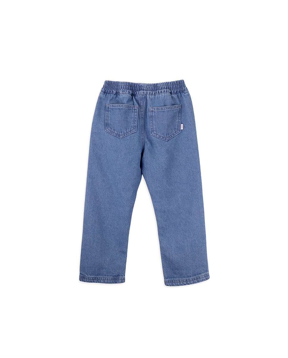 Jeans Infantil com Cintura Elástica e Bolsos KNOT Azul-2