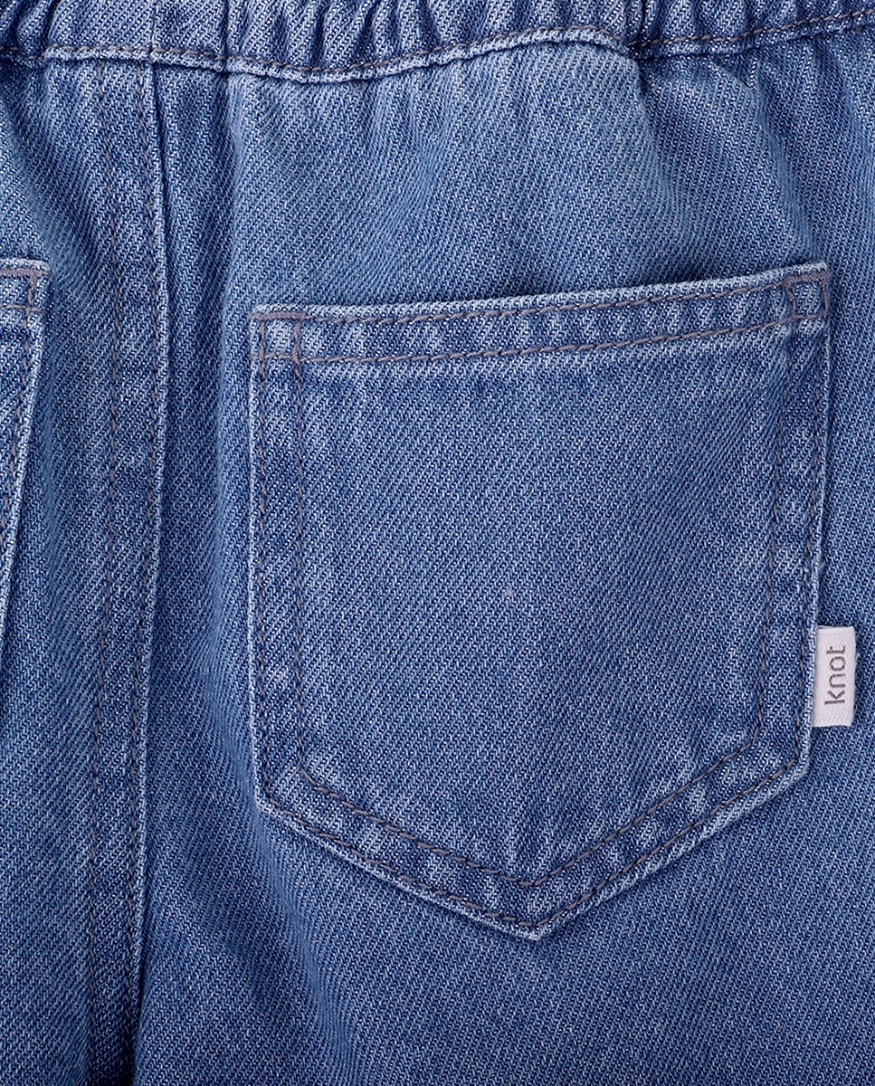 Jeans Infantil com Cintura Elástica e Bolsos KNOT Azul-3
