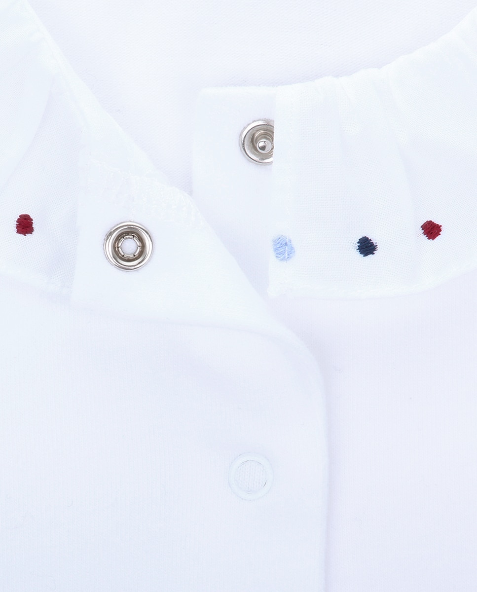 Body de Bebé de Algodão Orgânico com Gola Folho Bordada KNOT Branco-3