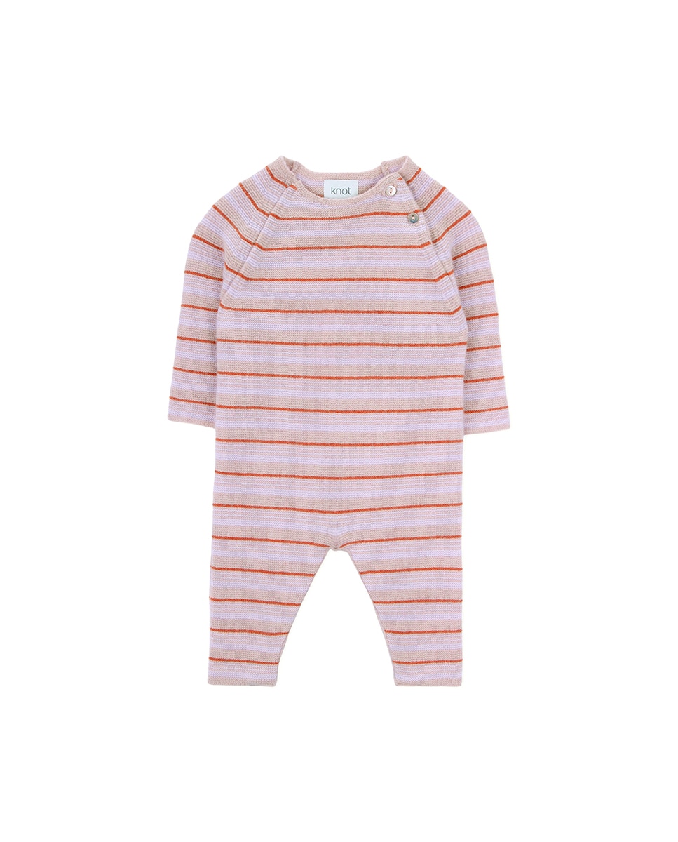 Babygrow de Bebé de Malha com Riscas Rosa-1