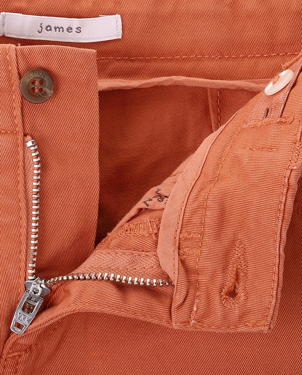 Chino Infantil de Sarja com Cintura Ajustável KNOT Laranja-3