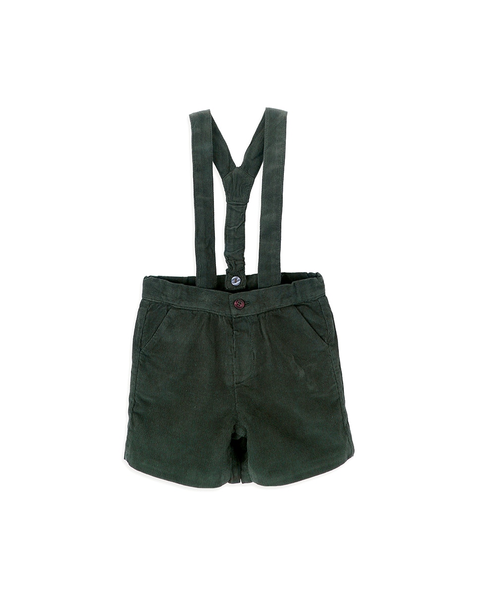 Bermudas de Bebé em Veludo com Alças Verde-1
