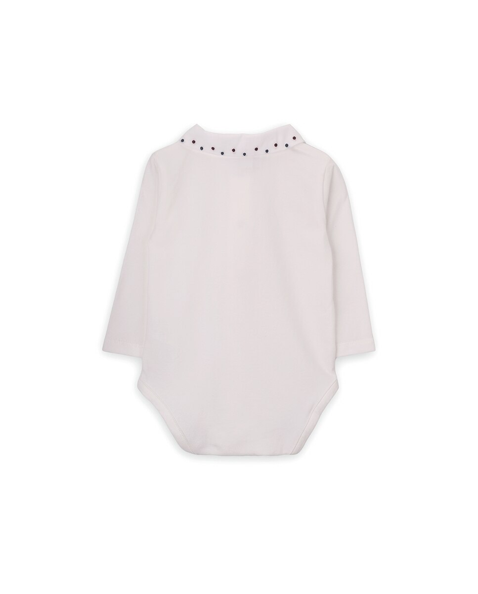 Body para Bebé de Algodão Orgânico com Gola Bordada KNOT Branco-2