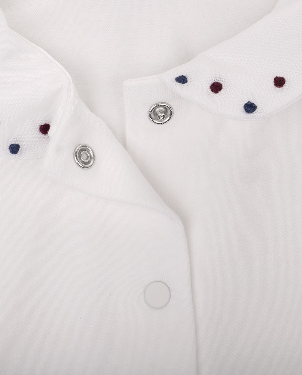 Body para Bebé de Algodão Orgânico com Gola Bordada KNOT Branco-3