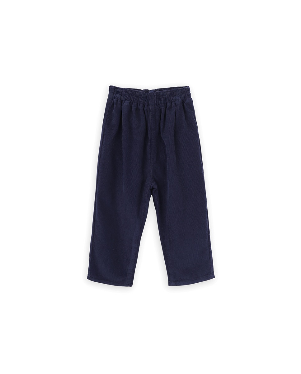 Calças para Bebé de Bombazina com Cintura Elástica KNOT Azul-marinho-1