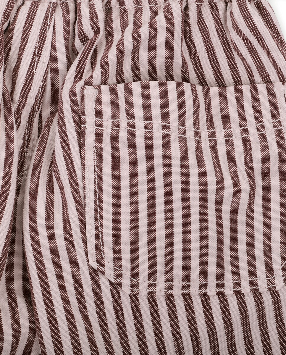 Calças para Bebé de Sarja com Cintura Elástica e às Riscas Rosa-4
