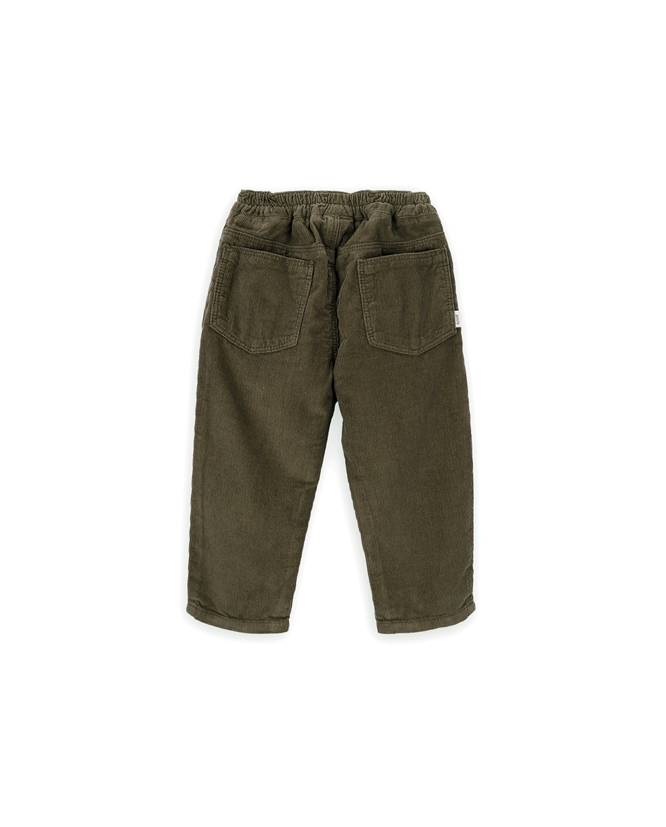 Calças para Bebé de Bombazina com Cintura Elástica KNOT Verde-militar-2