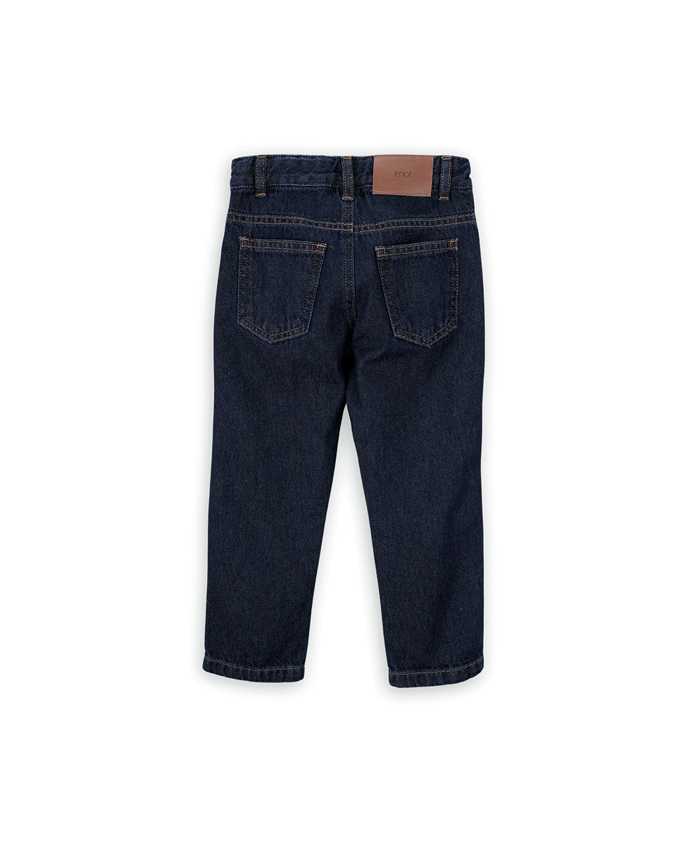 Jeans Infantil Cinco Bolsos com Presilhas na Cintura KNOT Azul-2