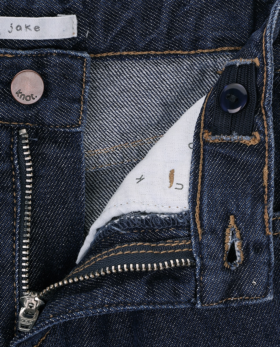 Jeans Infantil Cinco Bolsos com Presilhas na Cintura KNOT Azul-3