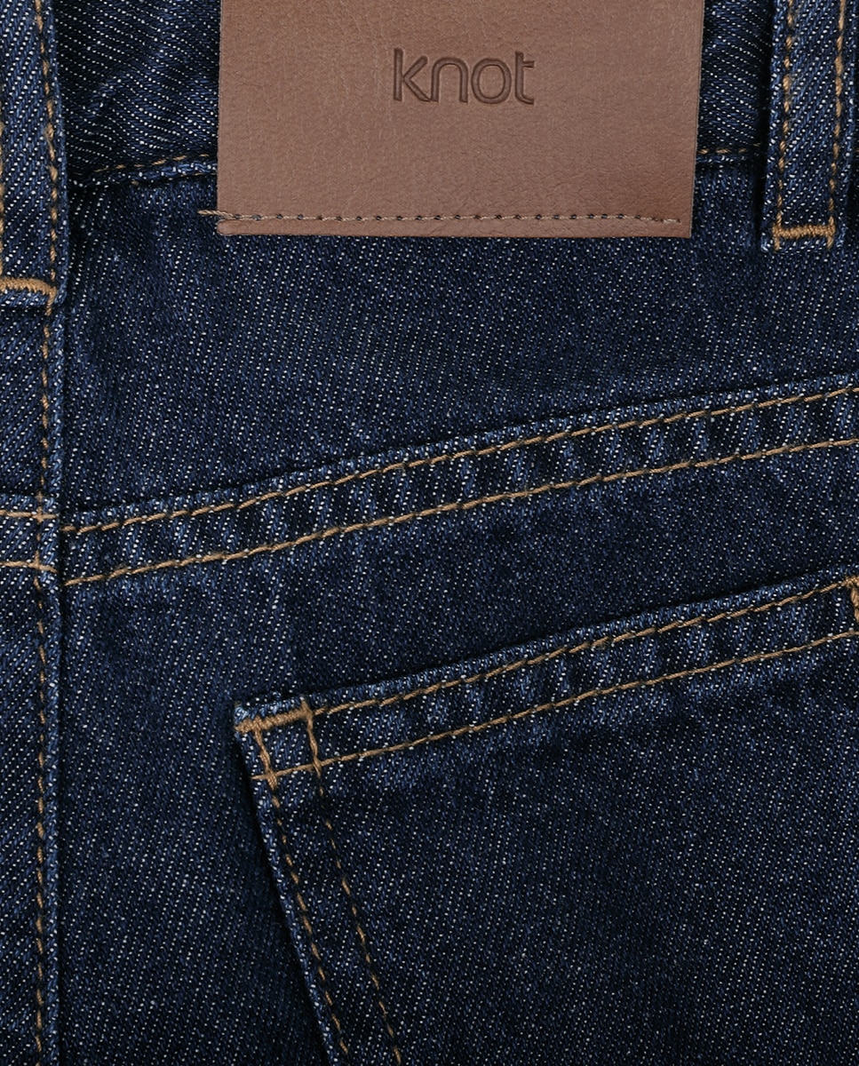 Jeans Infantil Cinco Bolsos com Presilhas na Cintura KNOT Azul-4
