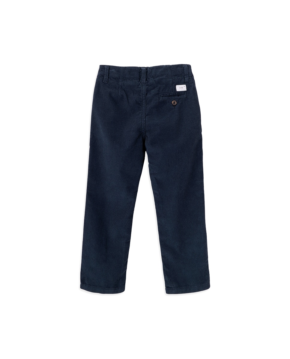 Chinos Infantil de Bombazina com Cintura Ajustável KNOT Azul-marinho-2