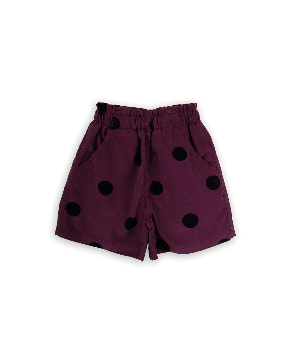 Shorts para Bebé de Bombazina com Bolinhas e Cintura Elástica Bordeaux-1
