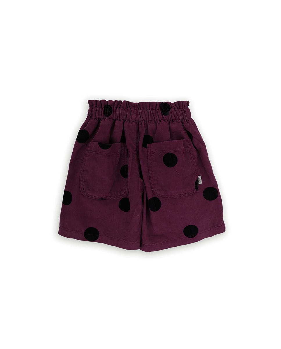 Shorts para Bebé de Bombazina com Bolinhas e Cintura Elástica Bordeaux-2