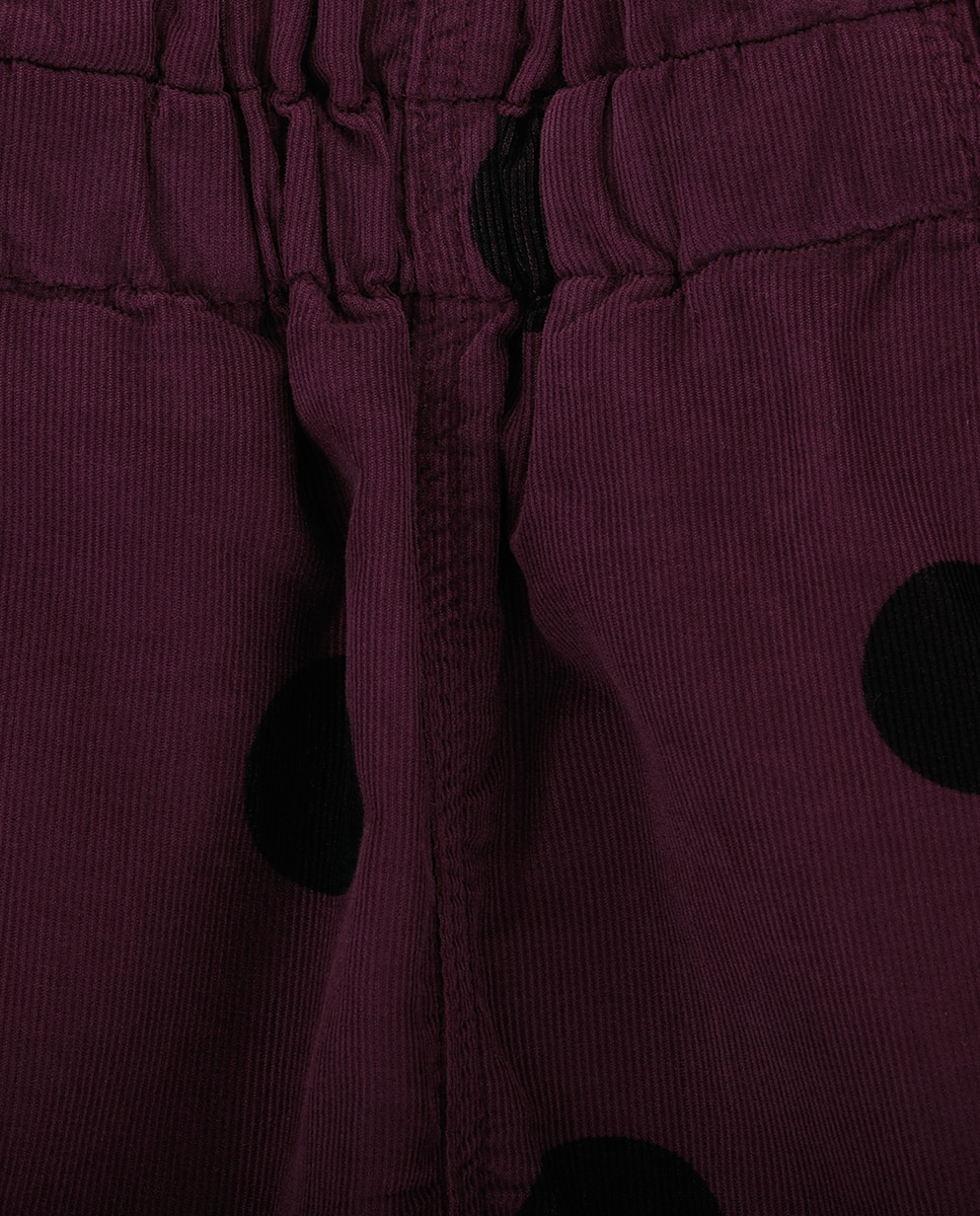 Shorts para Bebé de Bombazina com Bolinhas e Cintura Elástica Bordeaux-3