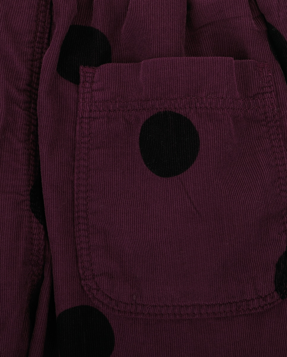 Shorts para Bebé de Bombazina com Bolinhas e Cintura Elástica Bordeaux-4