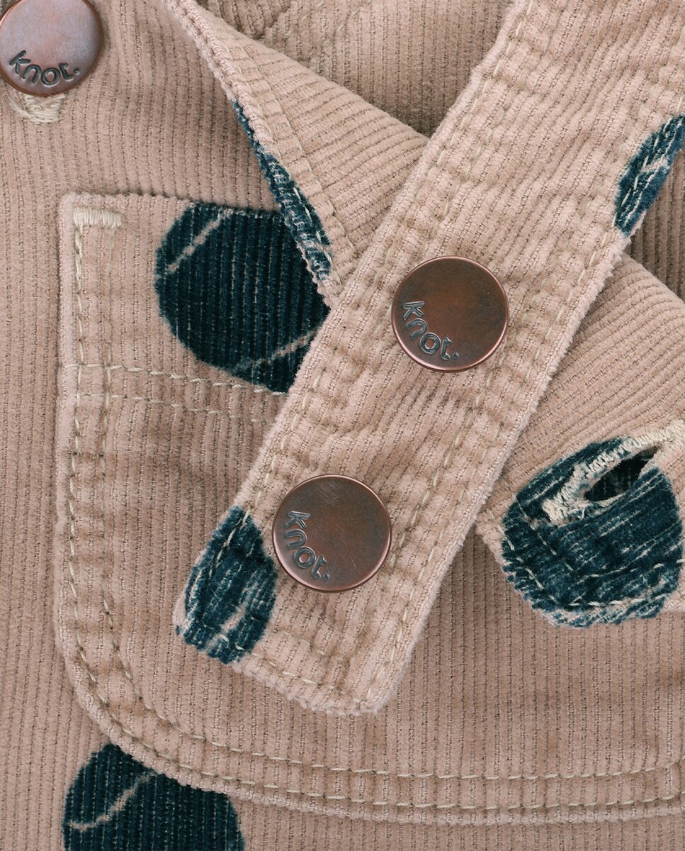 Jardineira para Bebé Estampada com Bolsos Bege-3