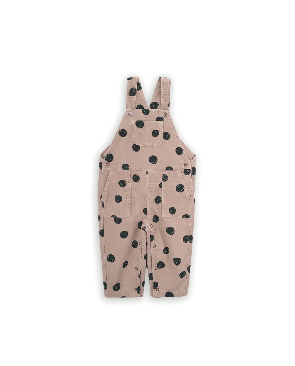 Jardineira para Bebé Estampada com Bolsos Bege-1