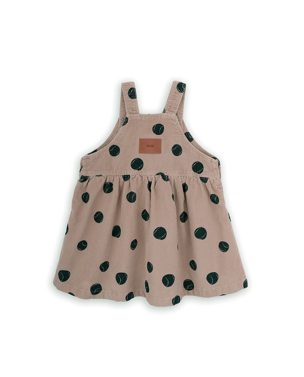 Vestido Curto para Bebé de Bombazina Estampada KNOT Bege-2