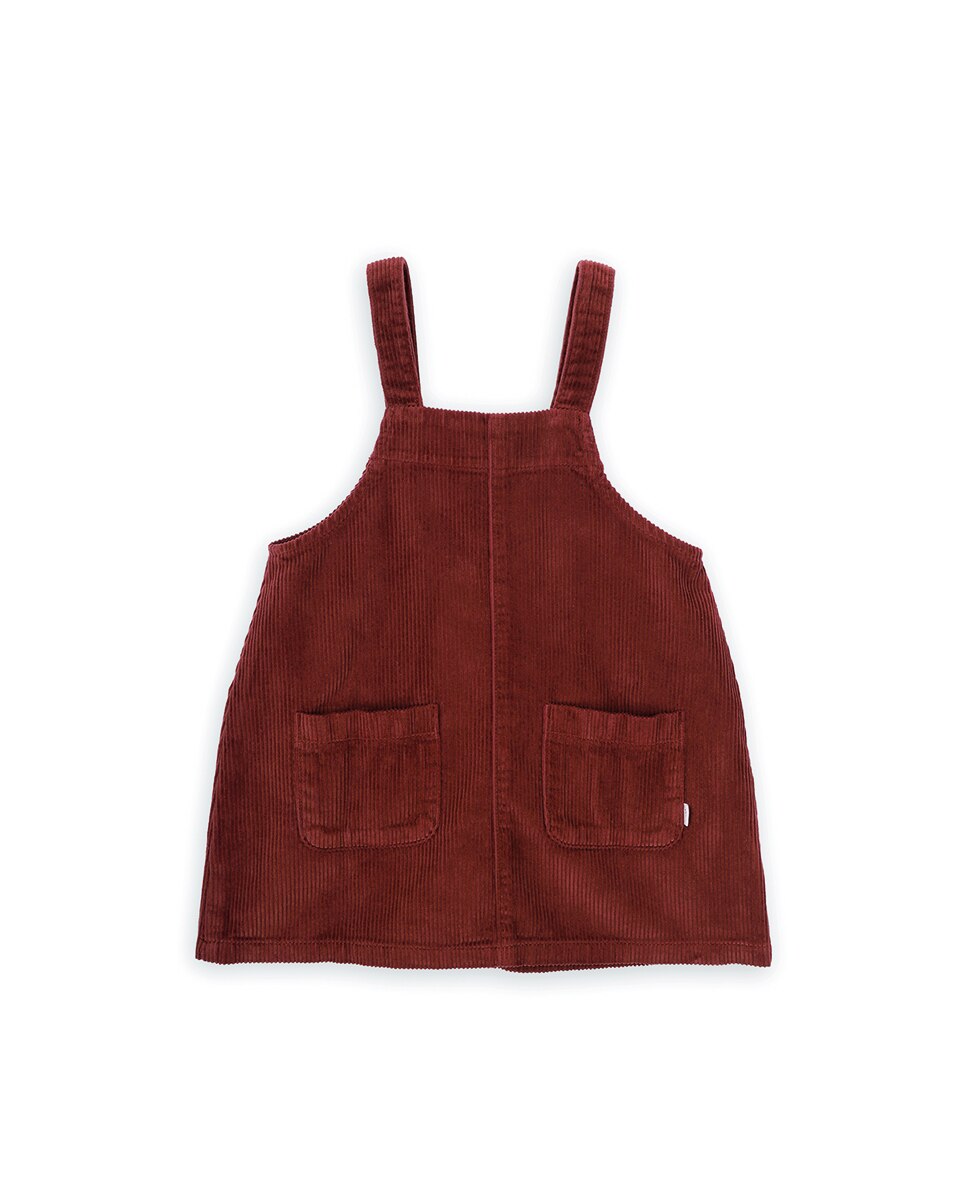 Vestido Curto Infantil de Bombazina com Botões KNOT Castanho-2
