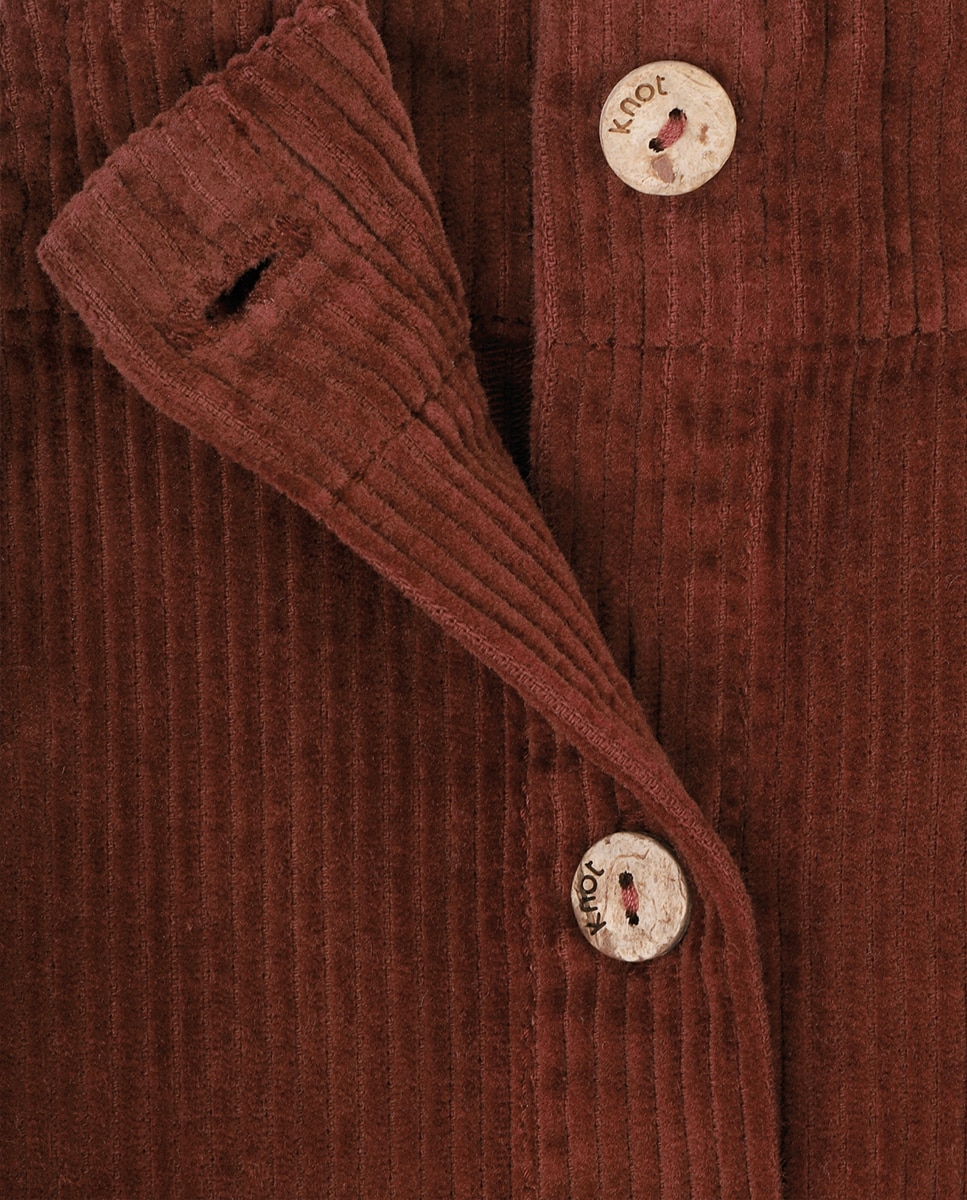 Vestido Curto Infantil de Bombazina com Botões KNOT Castanho-3