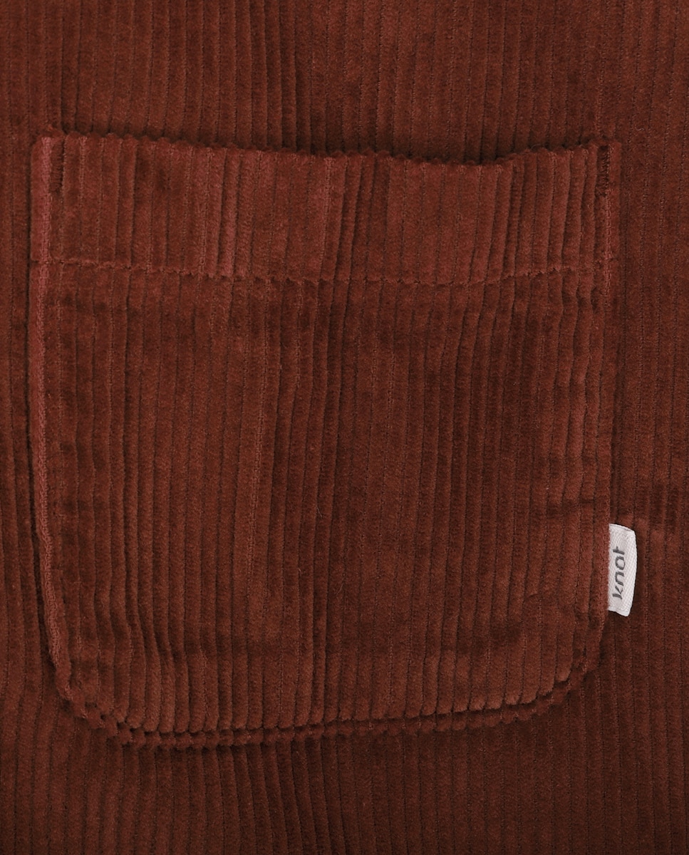 Vestido Curto Infantil de Bombazina com Botões KNOT Castanho-4