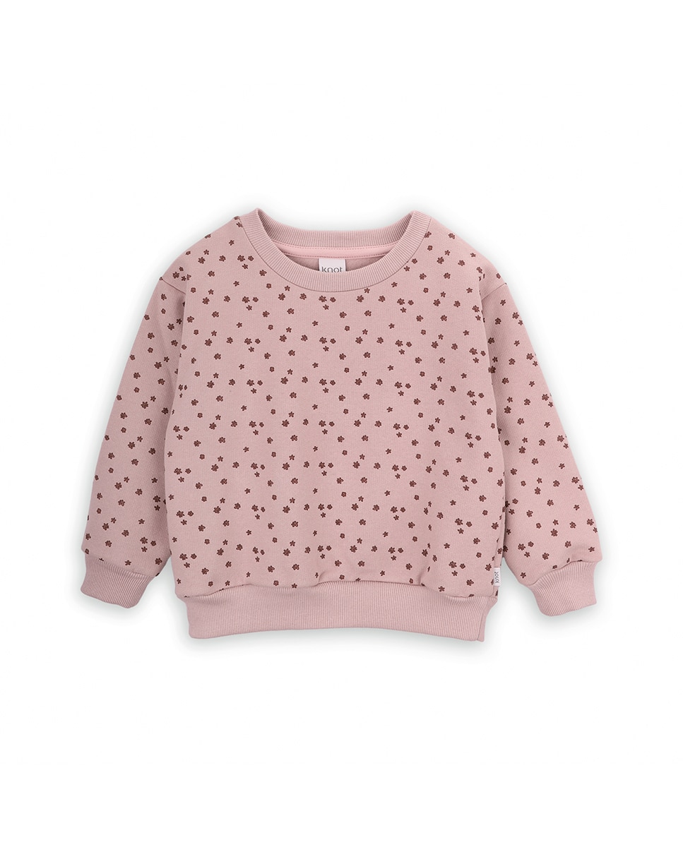Sweatshirt para Bebé com Estampado de Flores e Gola Redonda Rosa-1