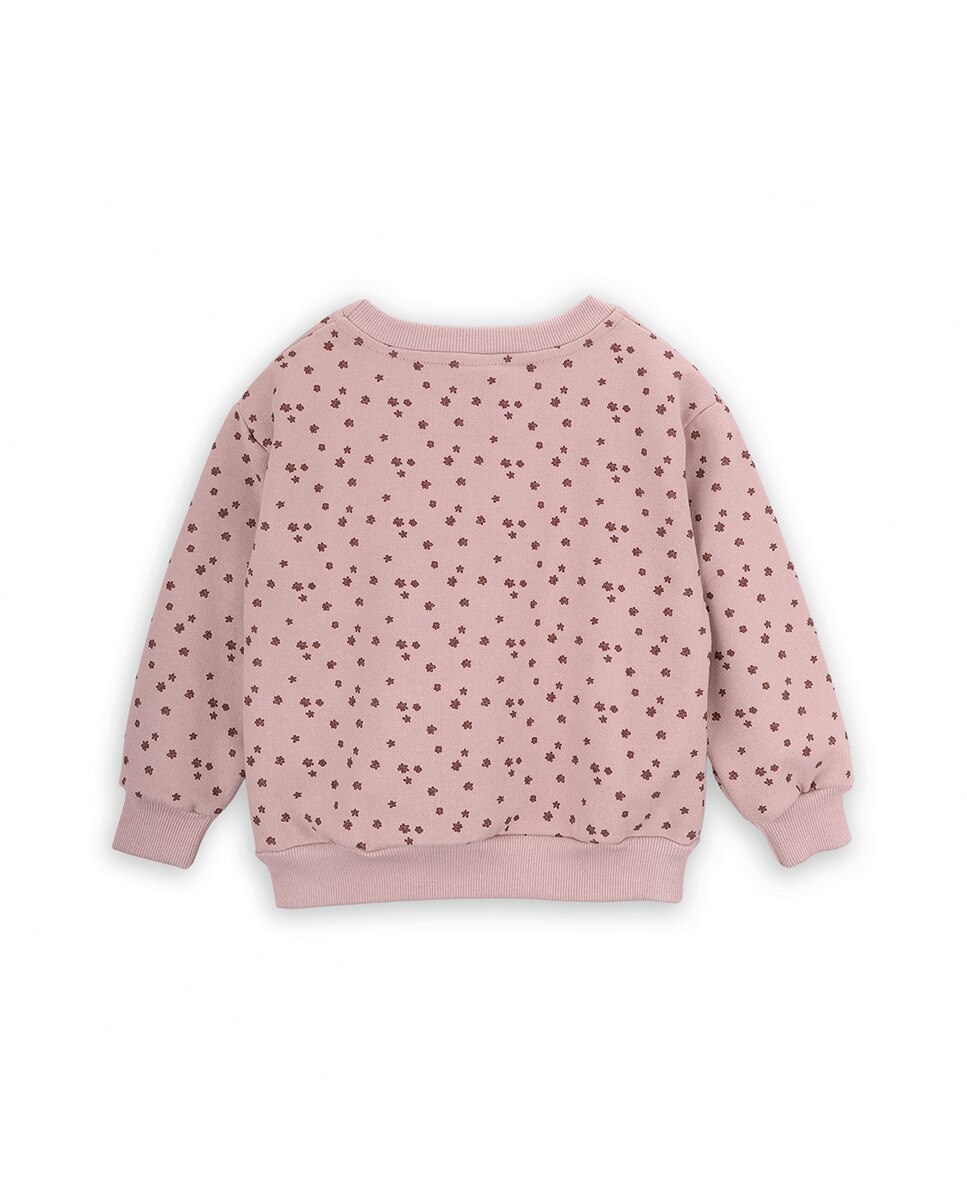 Sweatshirt para Bebé com Estampado de Flores e Gola Redonda Rosa-2