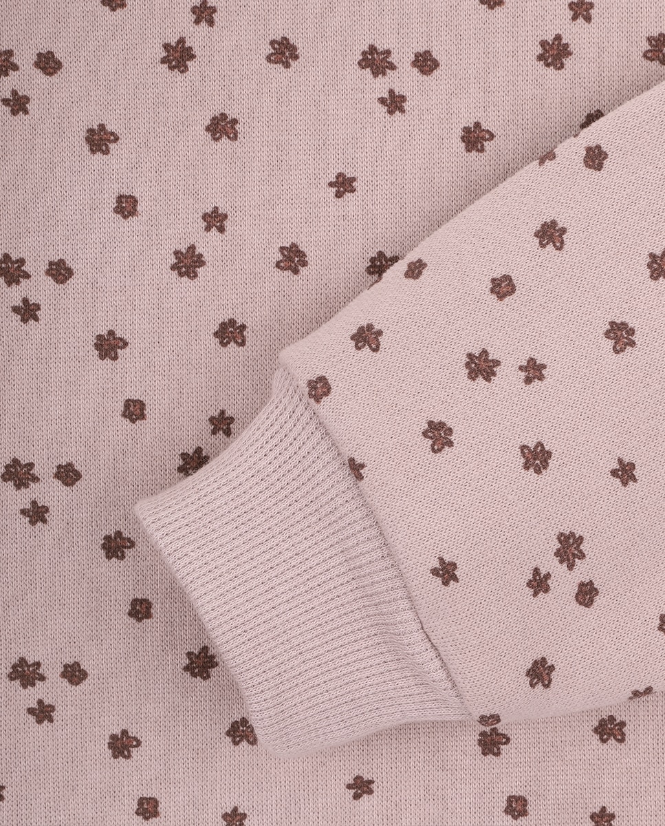 Sweatshirt para Bebé com Estampado de Flores e Gola Redonda Rosa-3