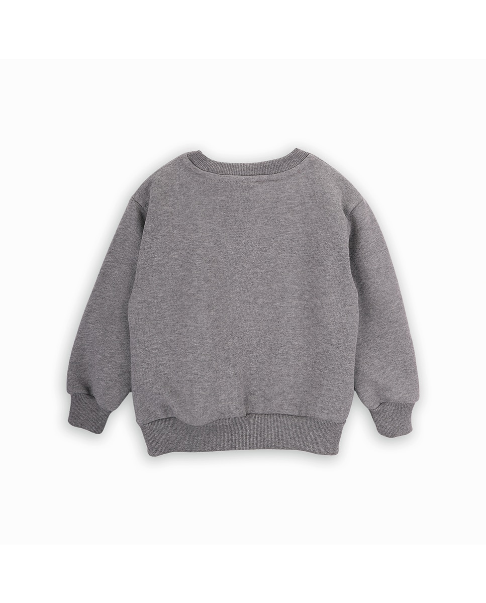Sweatshirt para Bebé com Desenho de Bola e Gola Redonda Cinzento-2